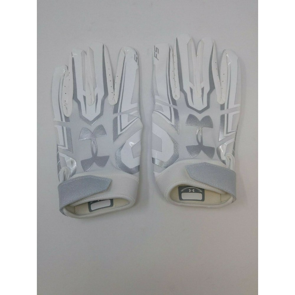 New Under Armour Men's White/White/Silver WR Football Gloves - Size 2XLarge